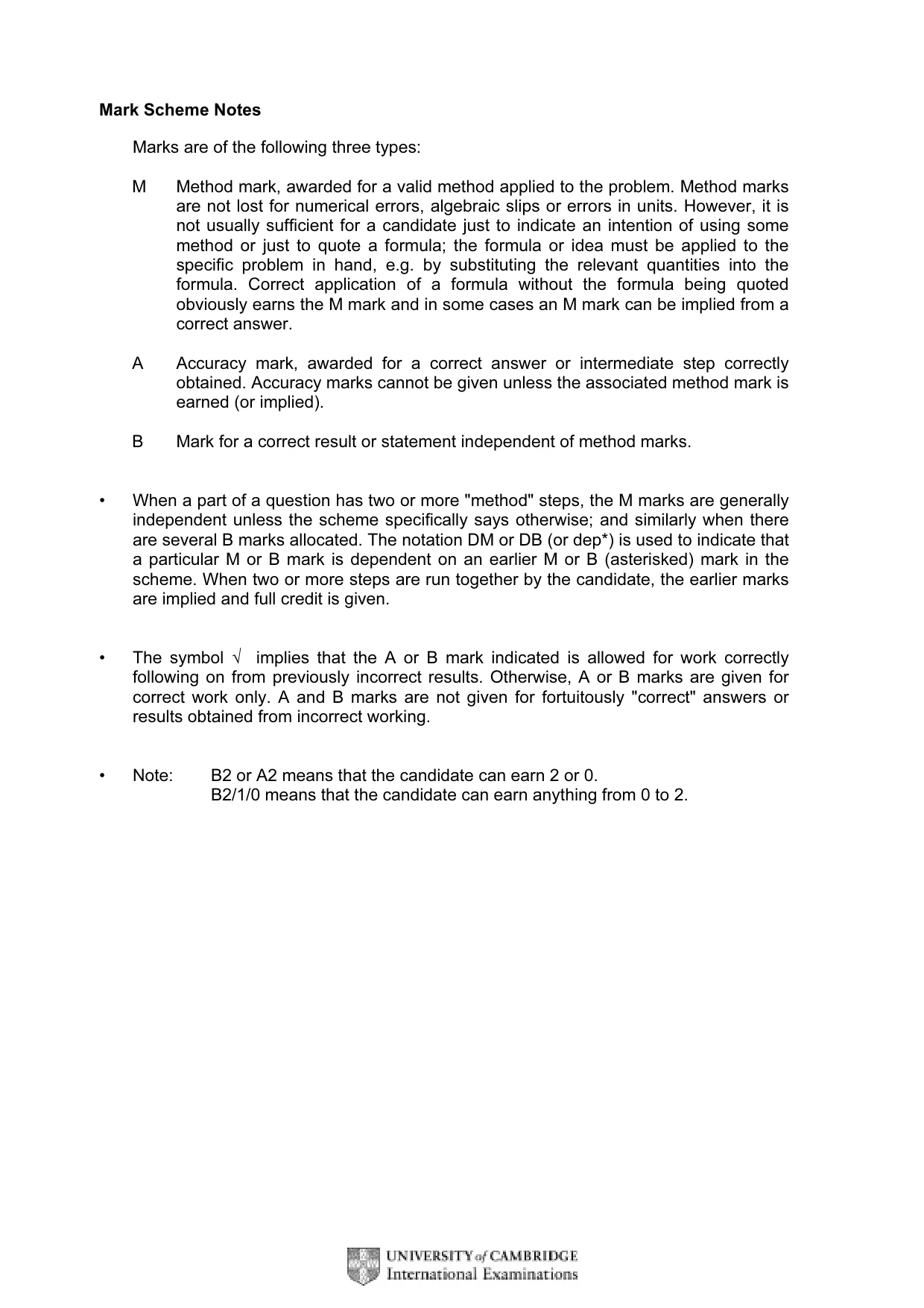 Mark scheme, page 3 of 9