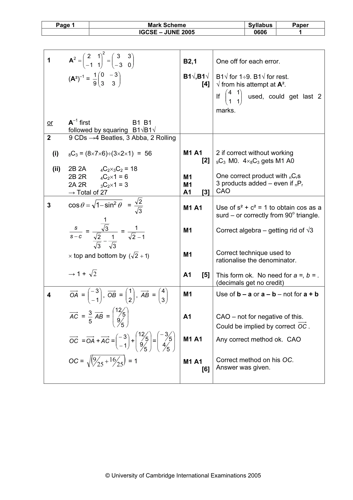Mark scheme, page 6 of 9