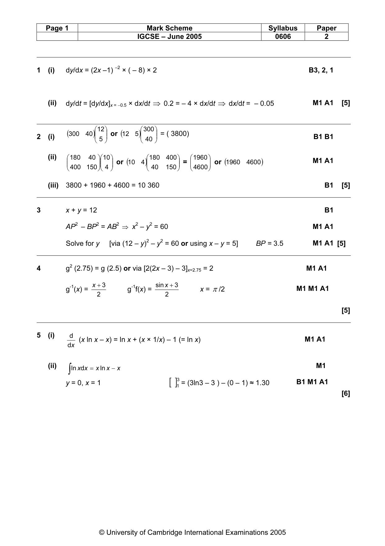 Mark scheme, page 7 of 10