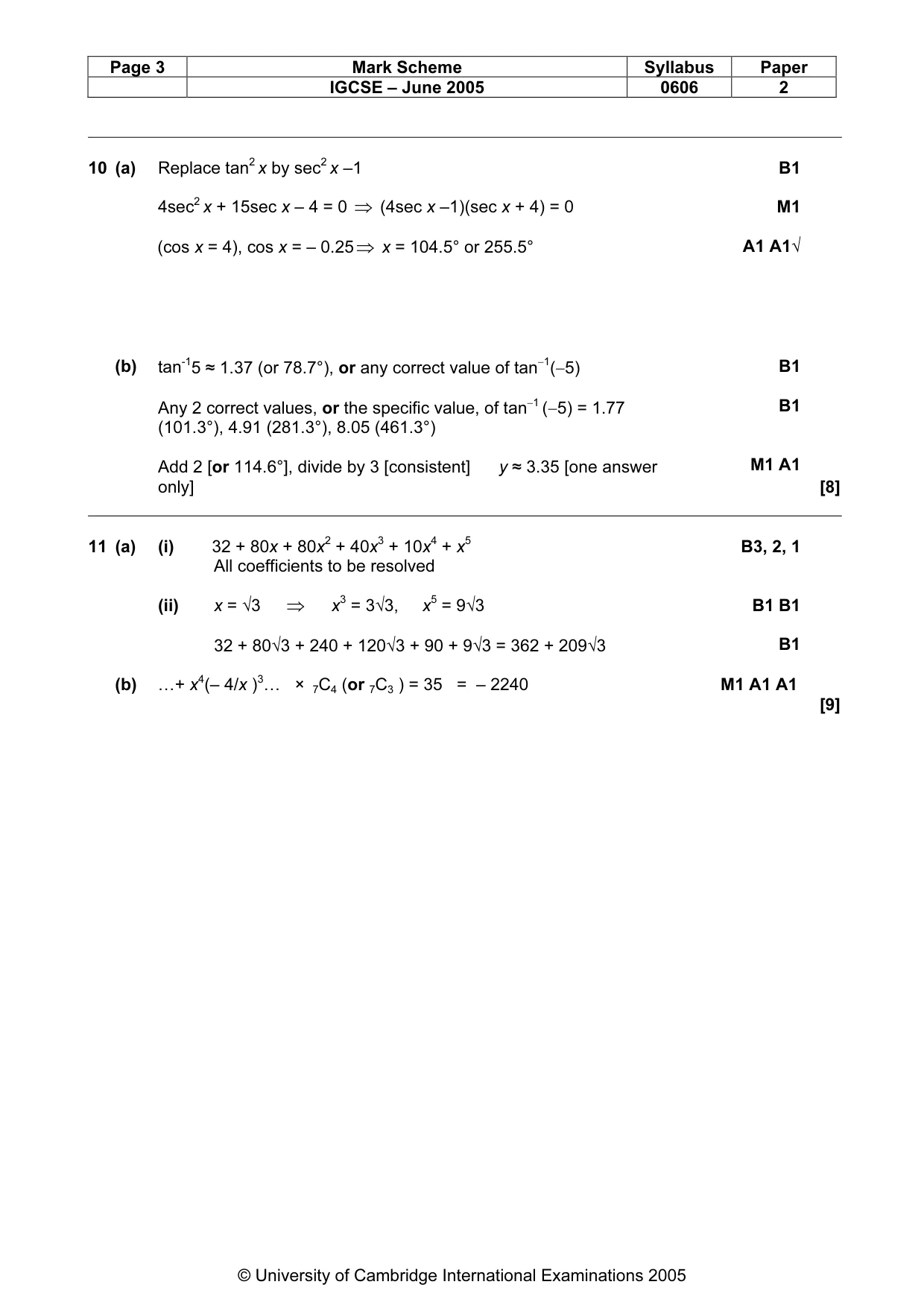 Mark scheme, page 9 of 10