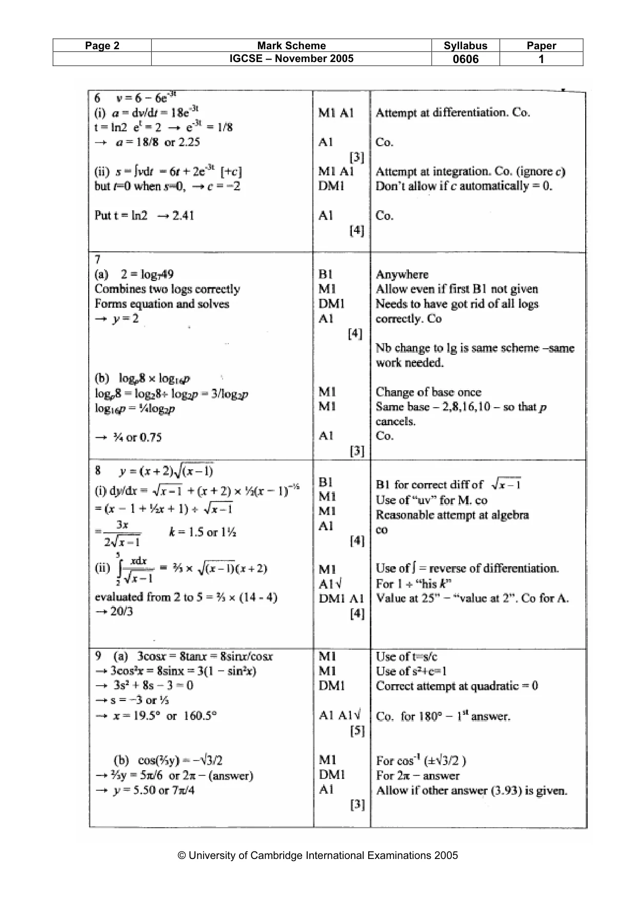 Mark scheme, page 5 of 8