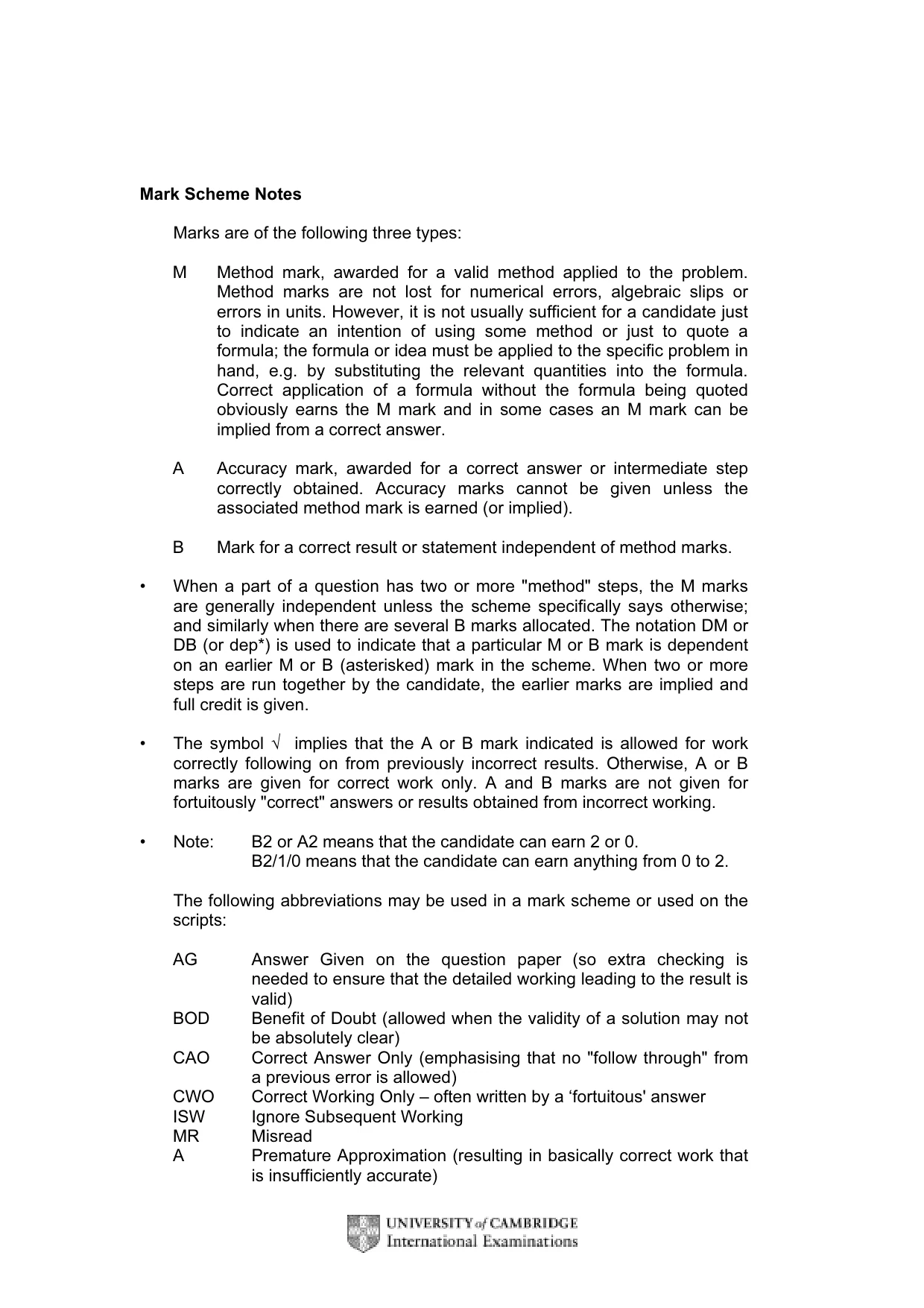 Mark scheme, page 2 of 6