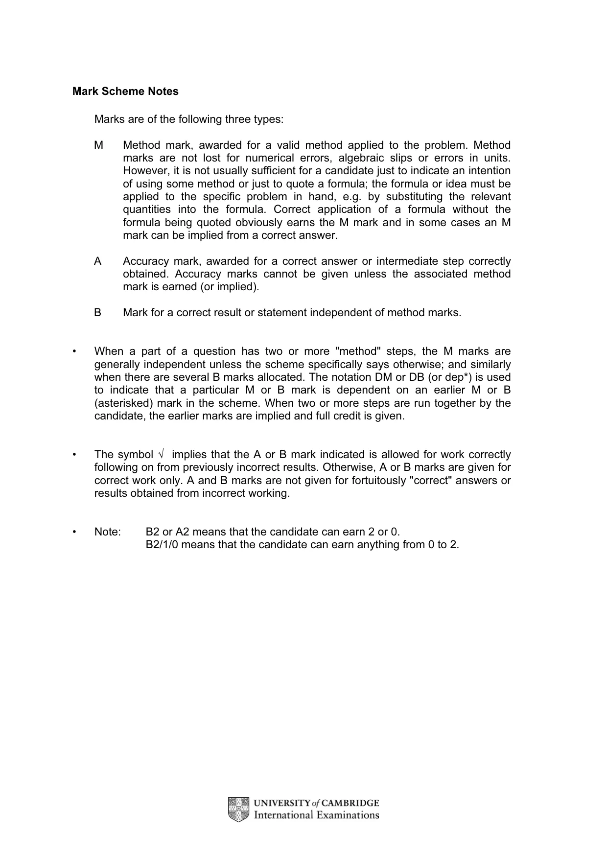 Mark scheme, page 2 of 8