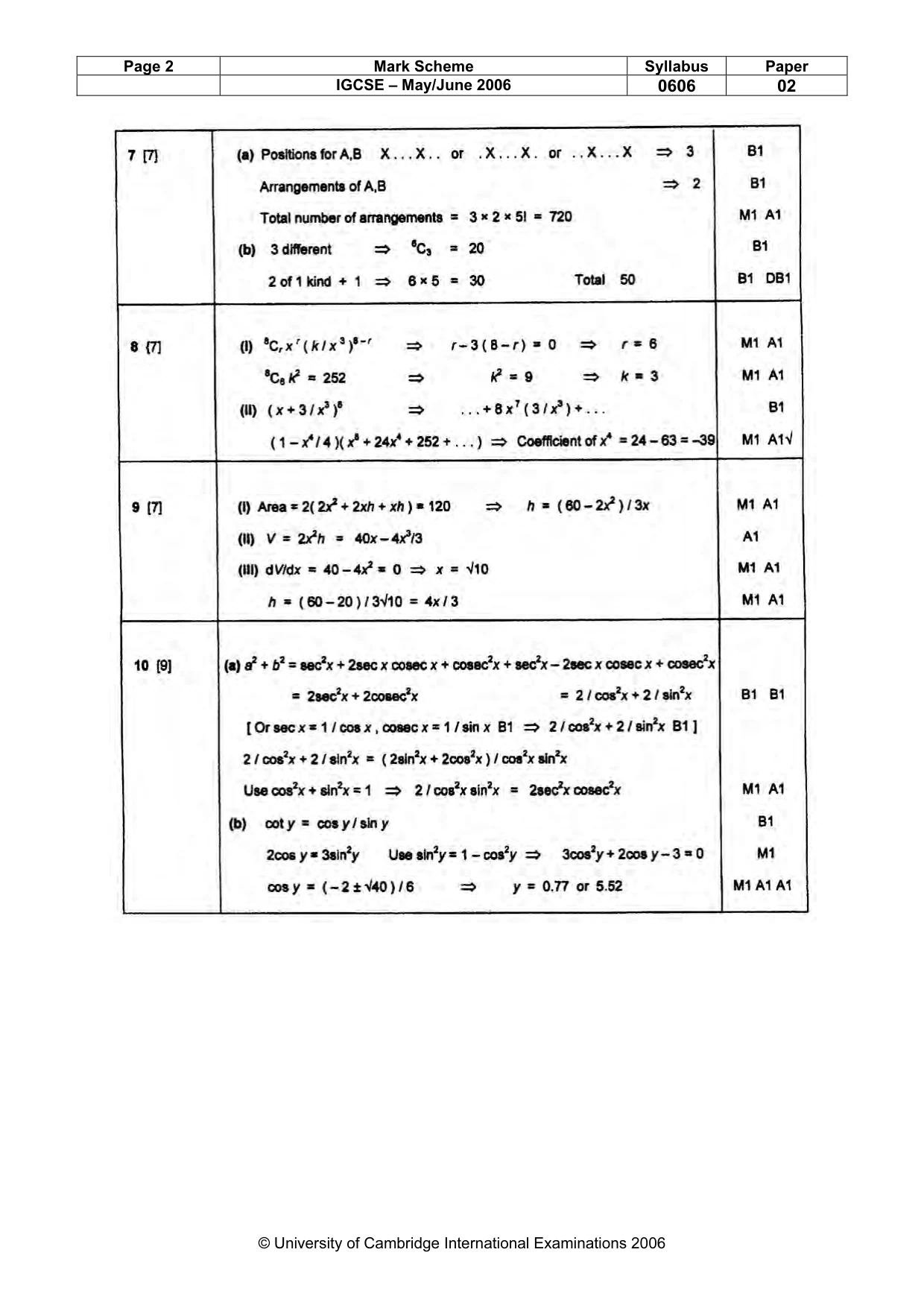 Mark scheme, page 5 of 6