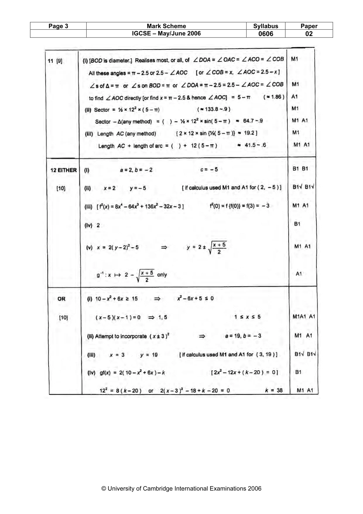 Mark scheme, page 6 of 6