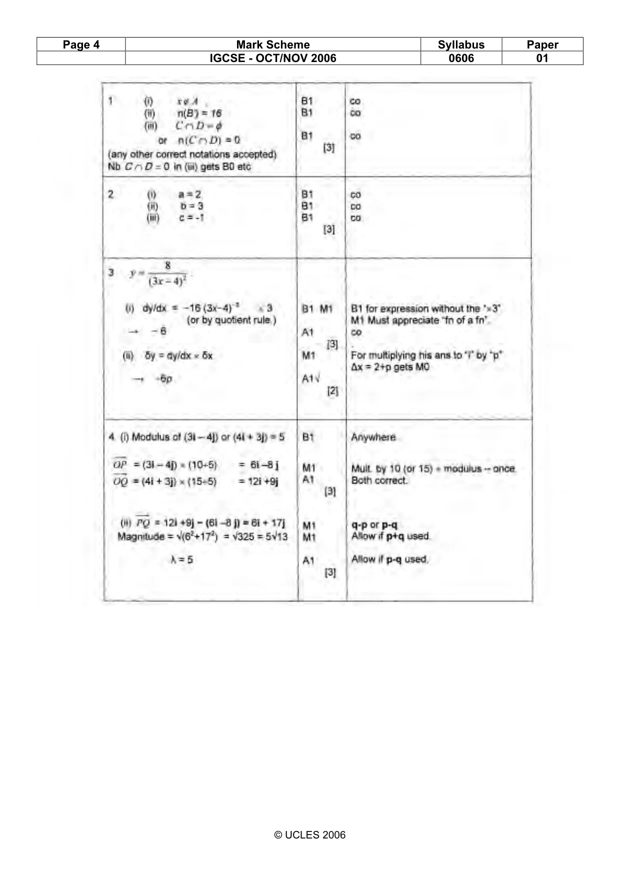 Mark scheme, page 4 of 7