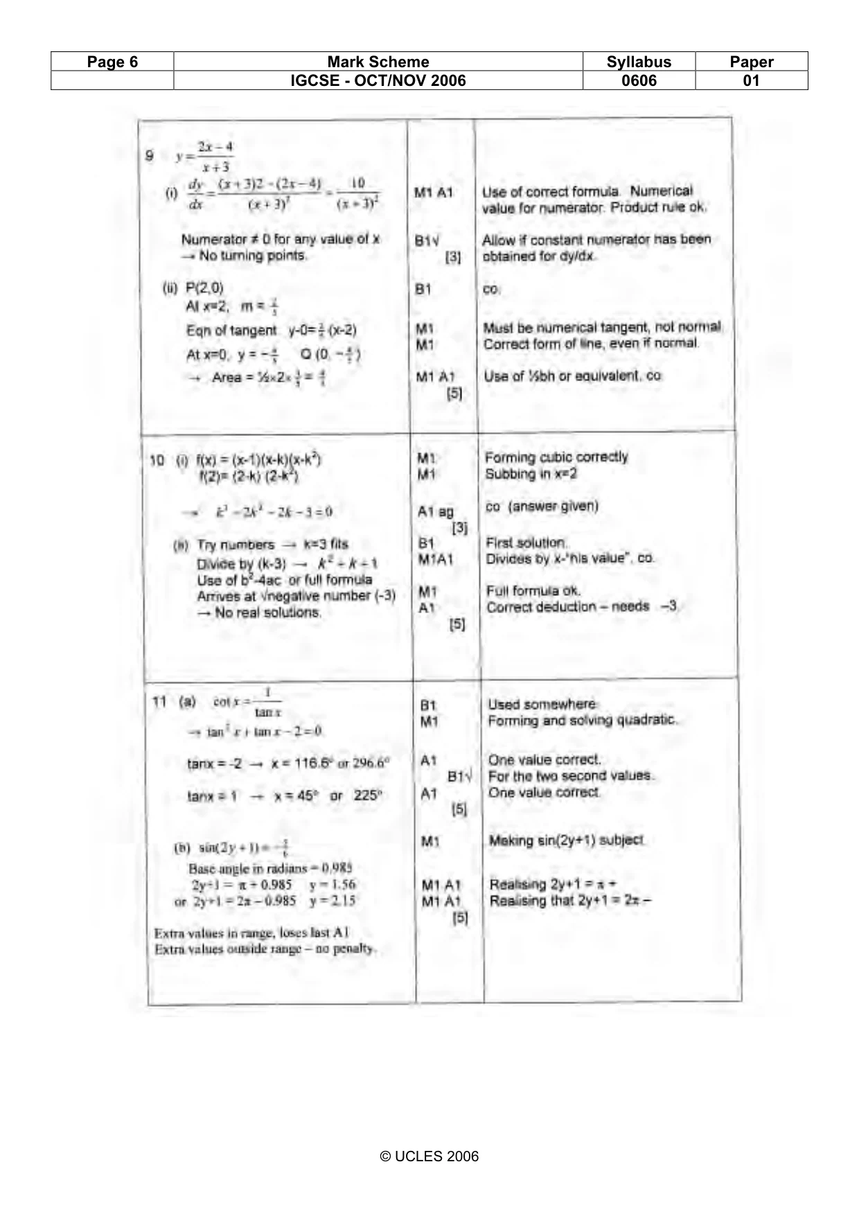 Mark scheme, page 6 of 7