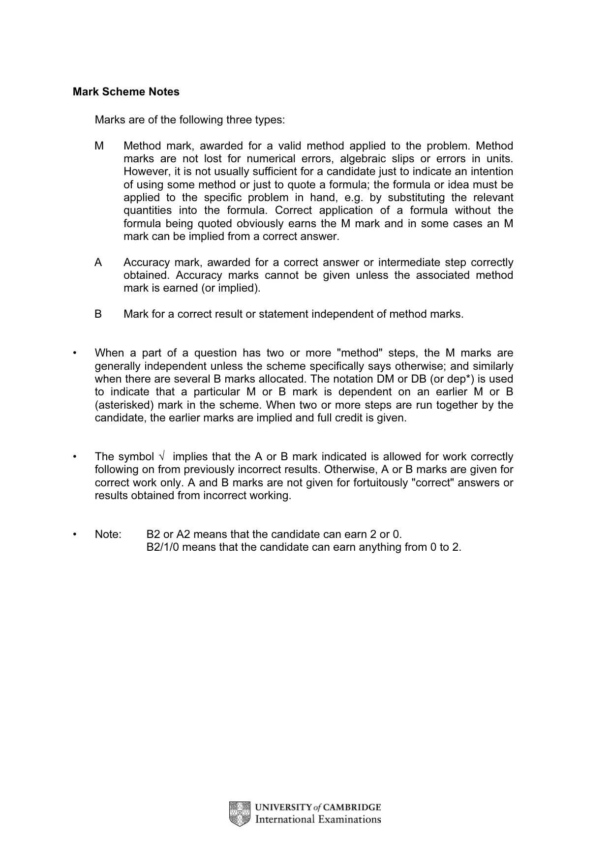 Mark scheme, page 2 of 6