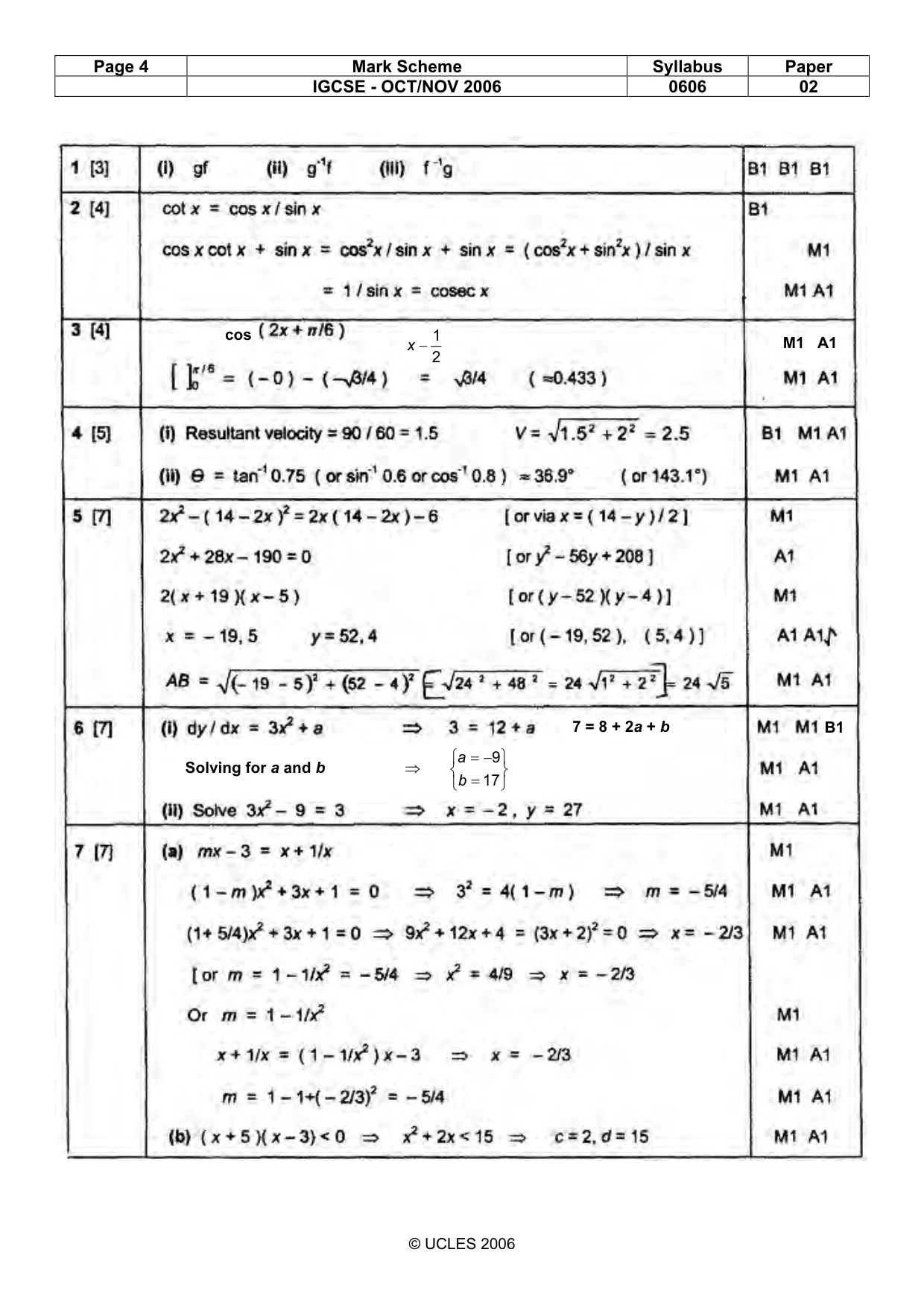 Mark scheme, page 4 of 6