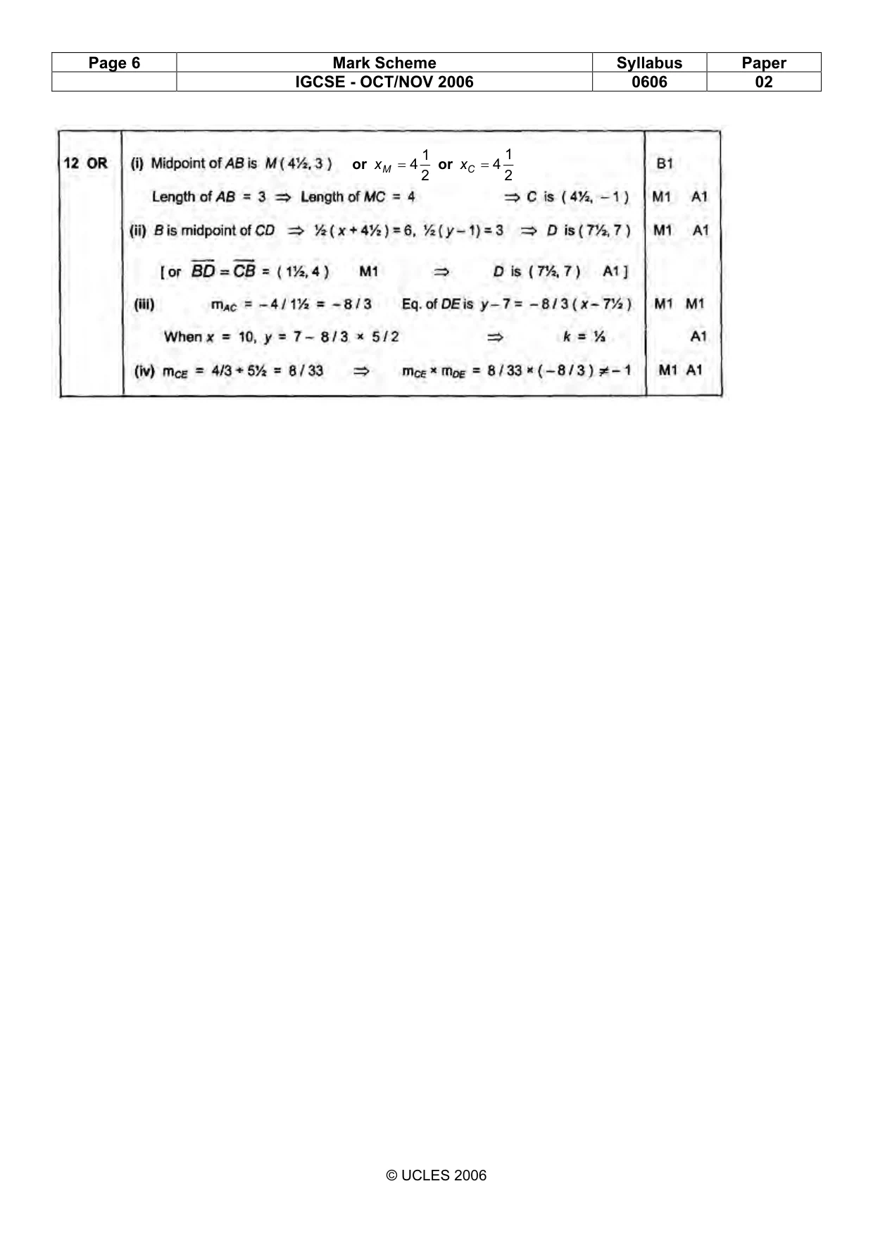 Mark scheme, page 6 of 6