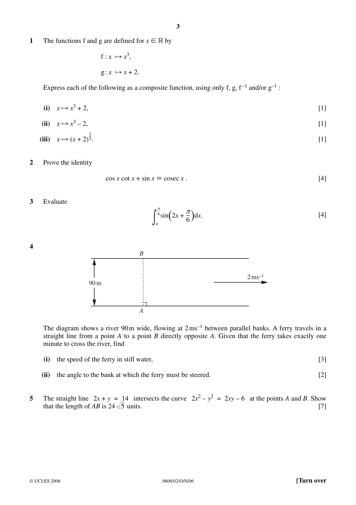 Cambridge IGCSE Mathematics - Additional 0606 2006 Oct/Nov Paper 2 · Variant 1 question paper, page 3 of 8
