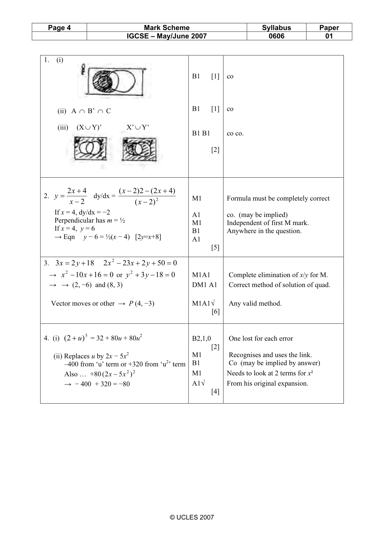 Mark scheme, page 4 of 8