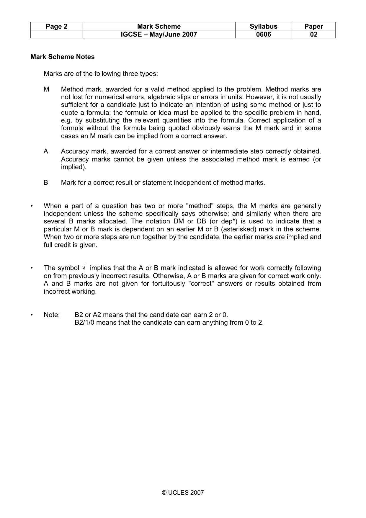 Mark scheme, page 2 of 6