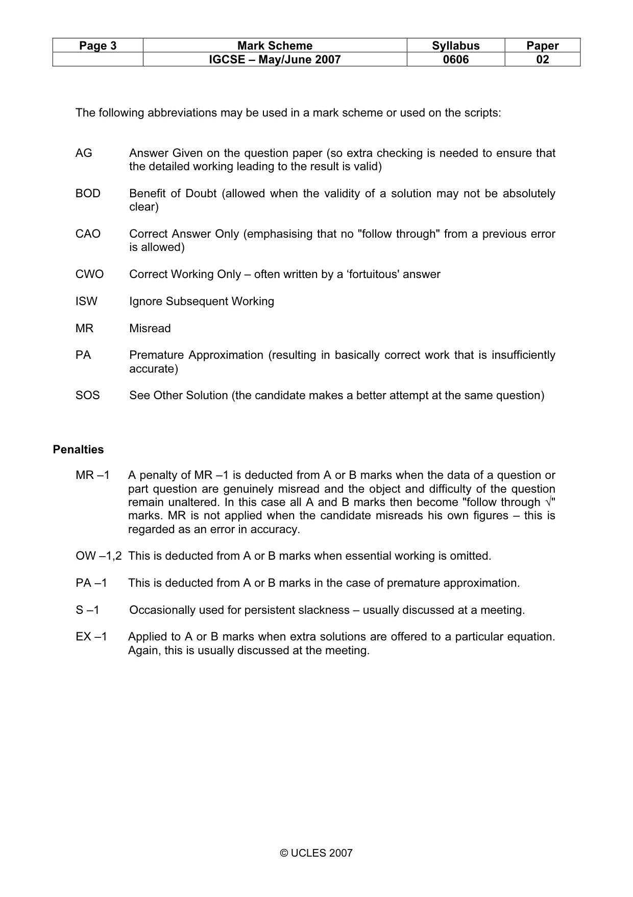 Mark scheme, page 3 of 6