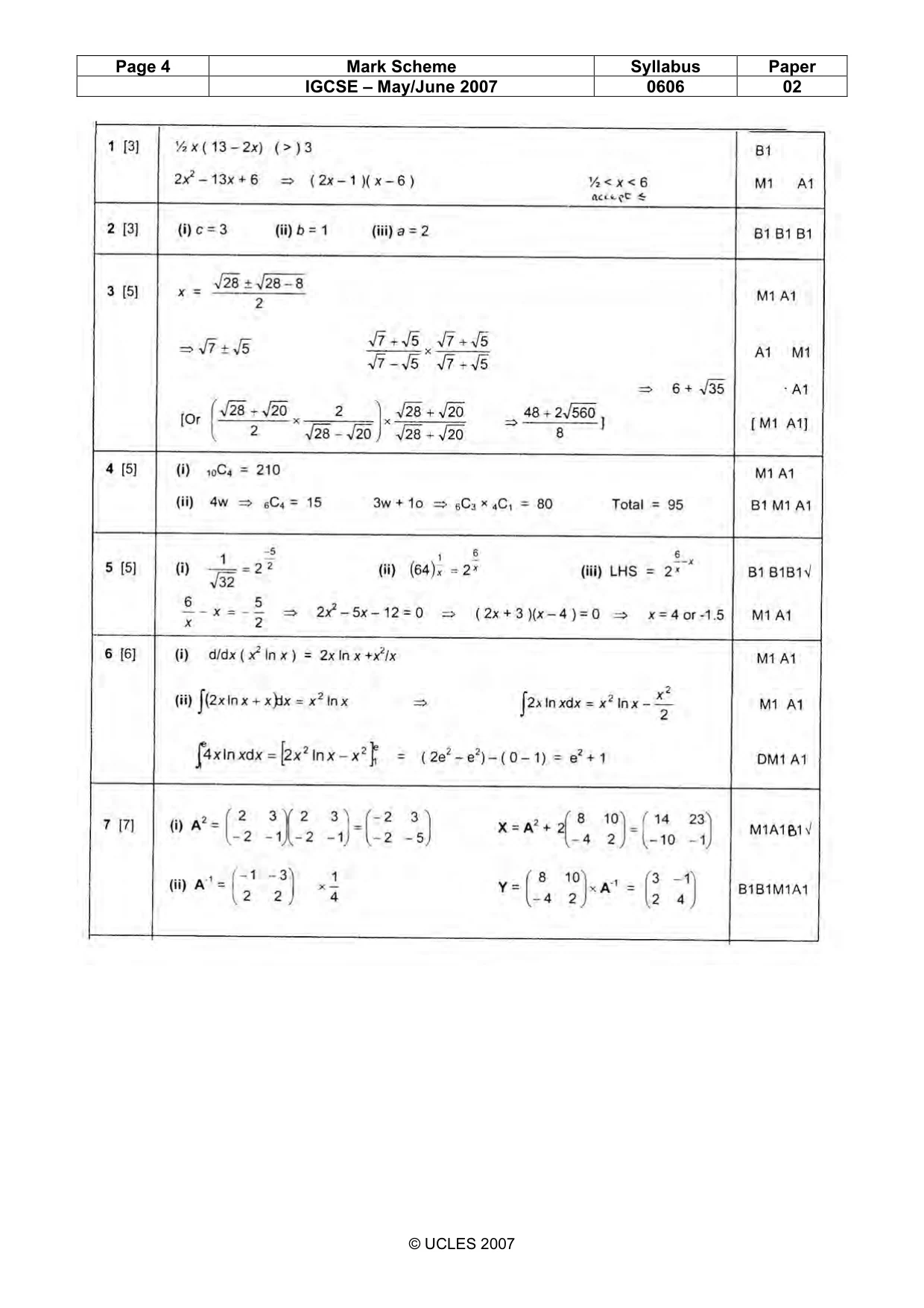 Mark scheme, page 4 of 6