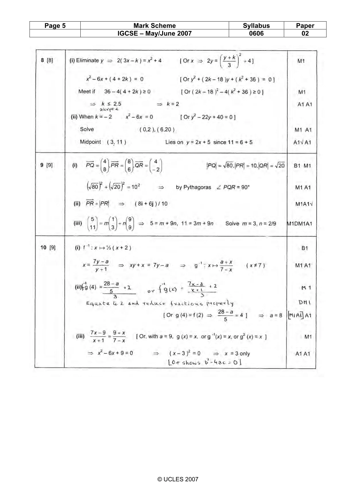 Mark scheme, page 5 of 6