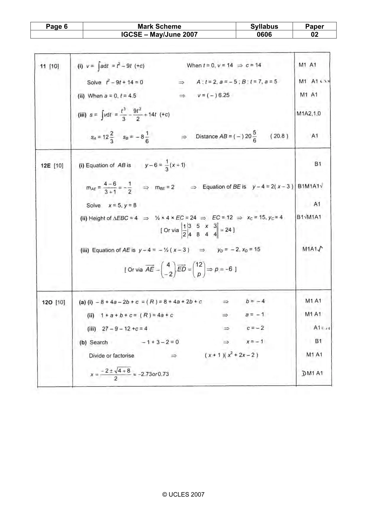 Mark scheme, page 6 of 6