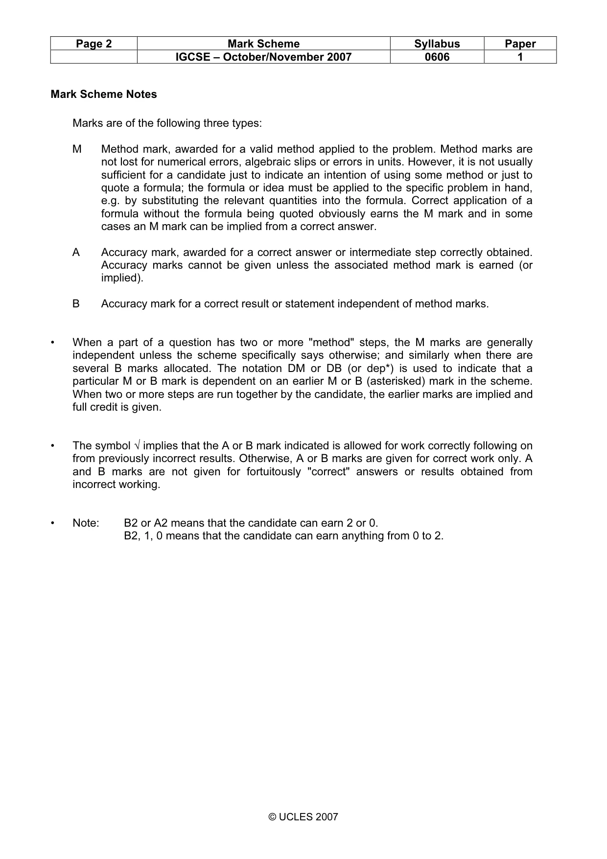 Mark scheme, page 2 of 7