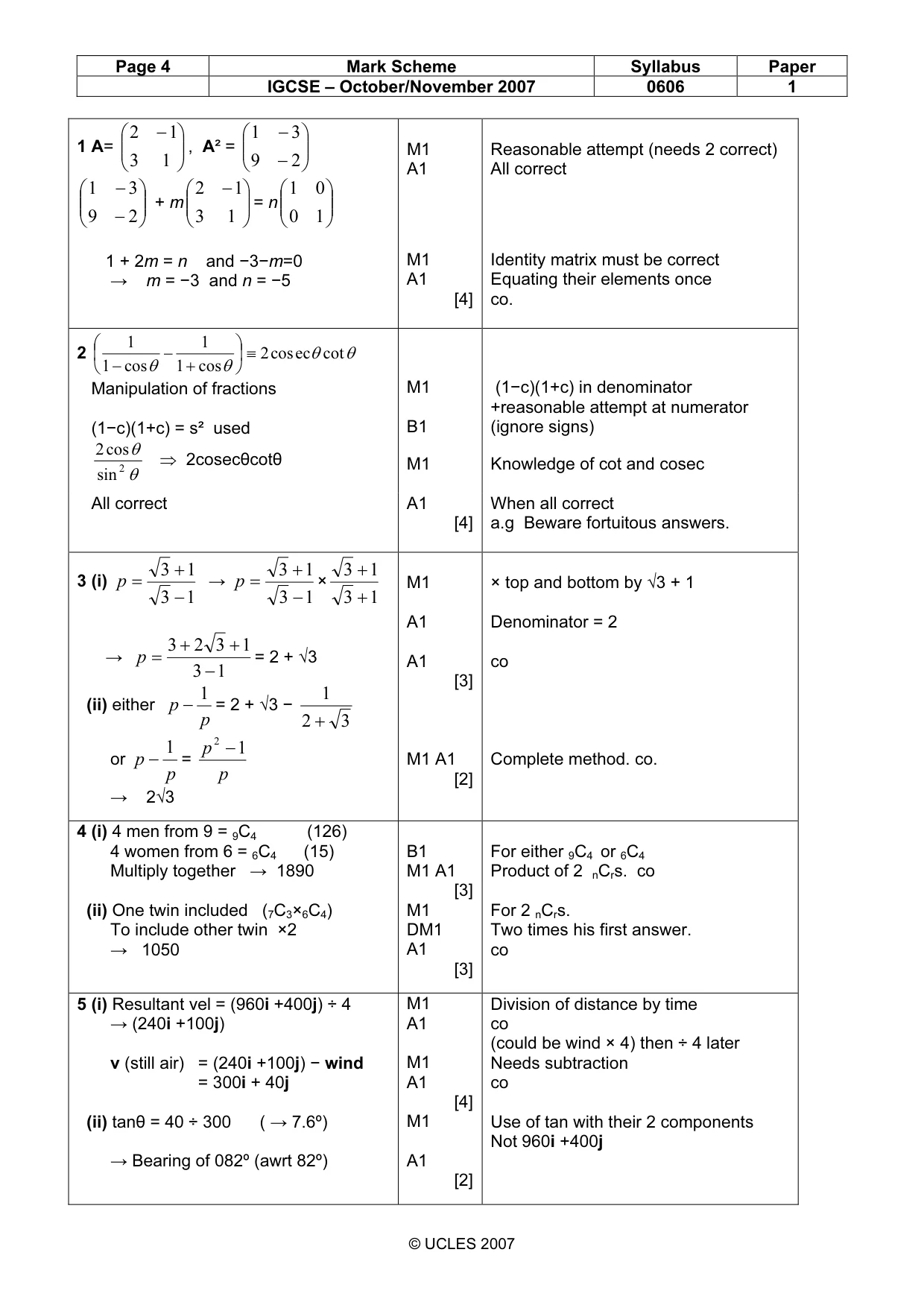 Mark scheme, page 4 of 7