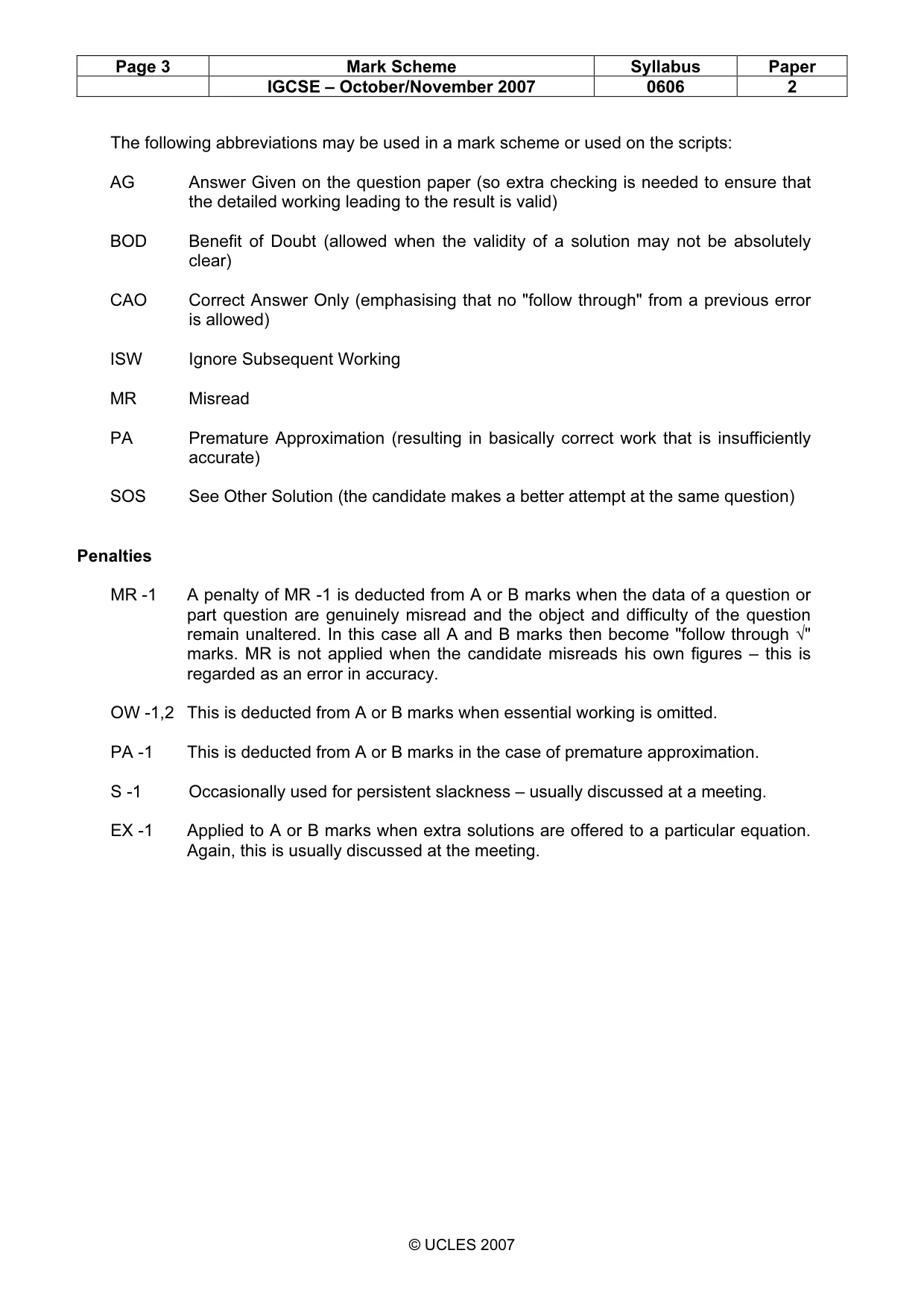 Mark scheme, page 3 of 6