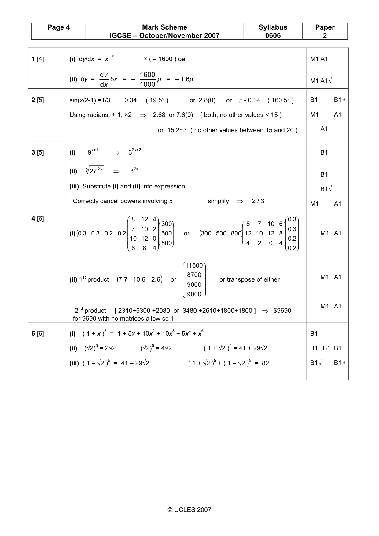 Mark scheme, page 4 of 6