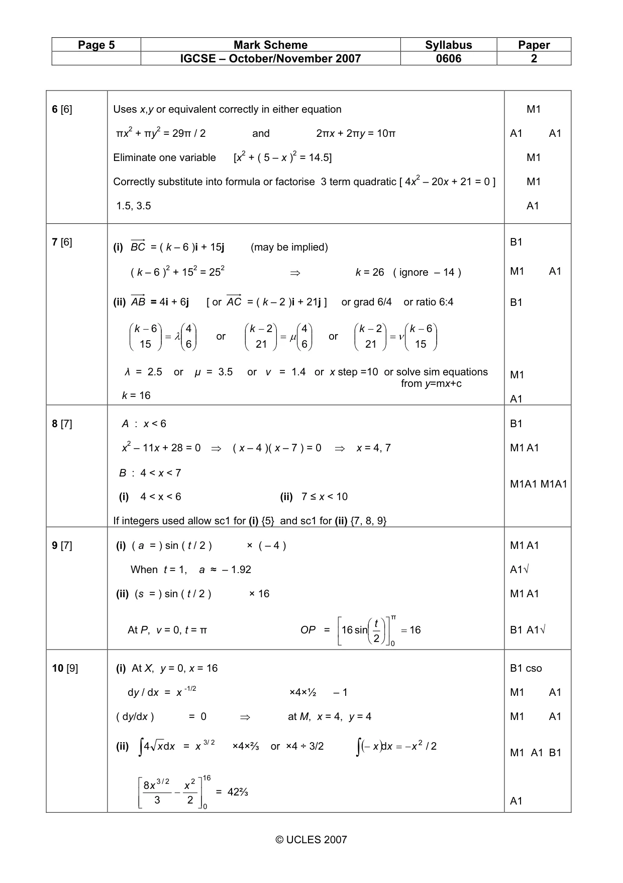 Mark scheme, page 5 of 6