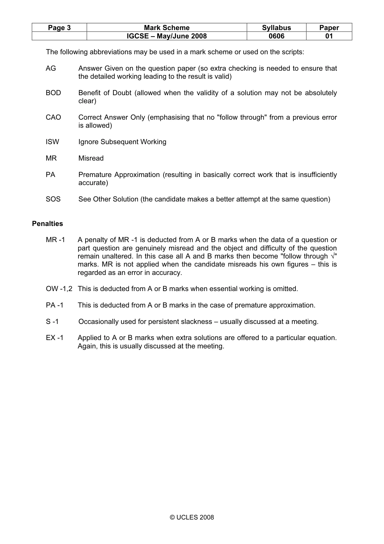 Mark scheme, page 3 of 8