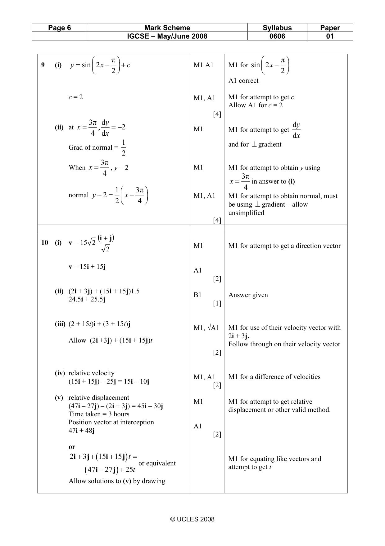 Mark scheme, page 6 of 8