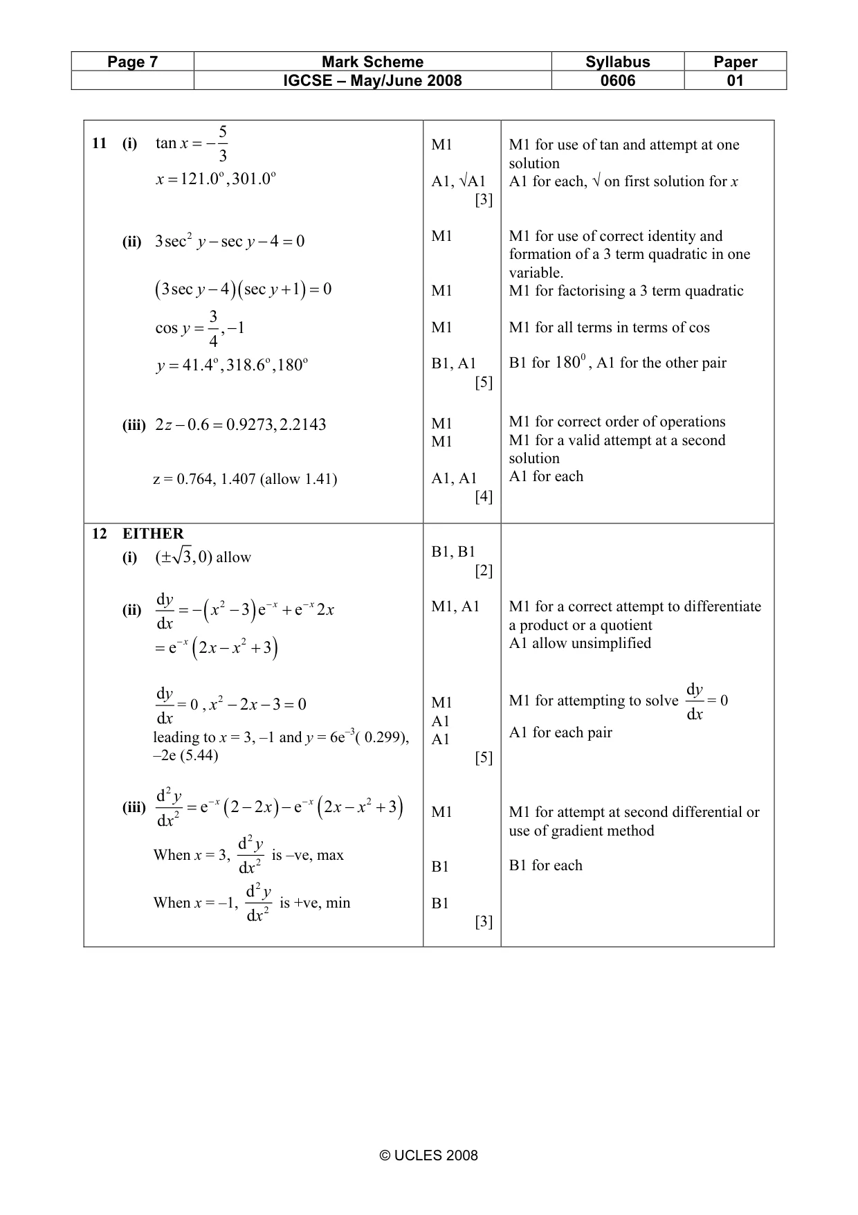 Mark scheme, page 7 of 8