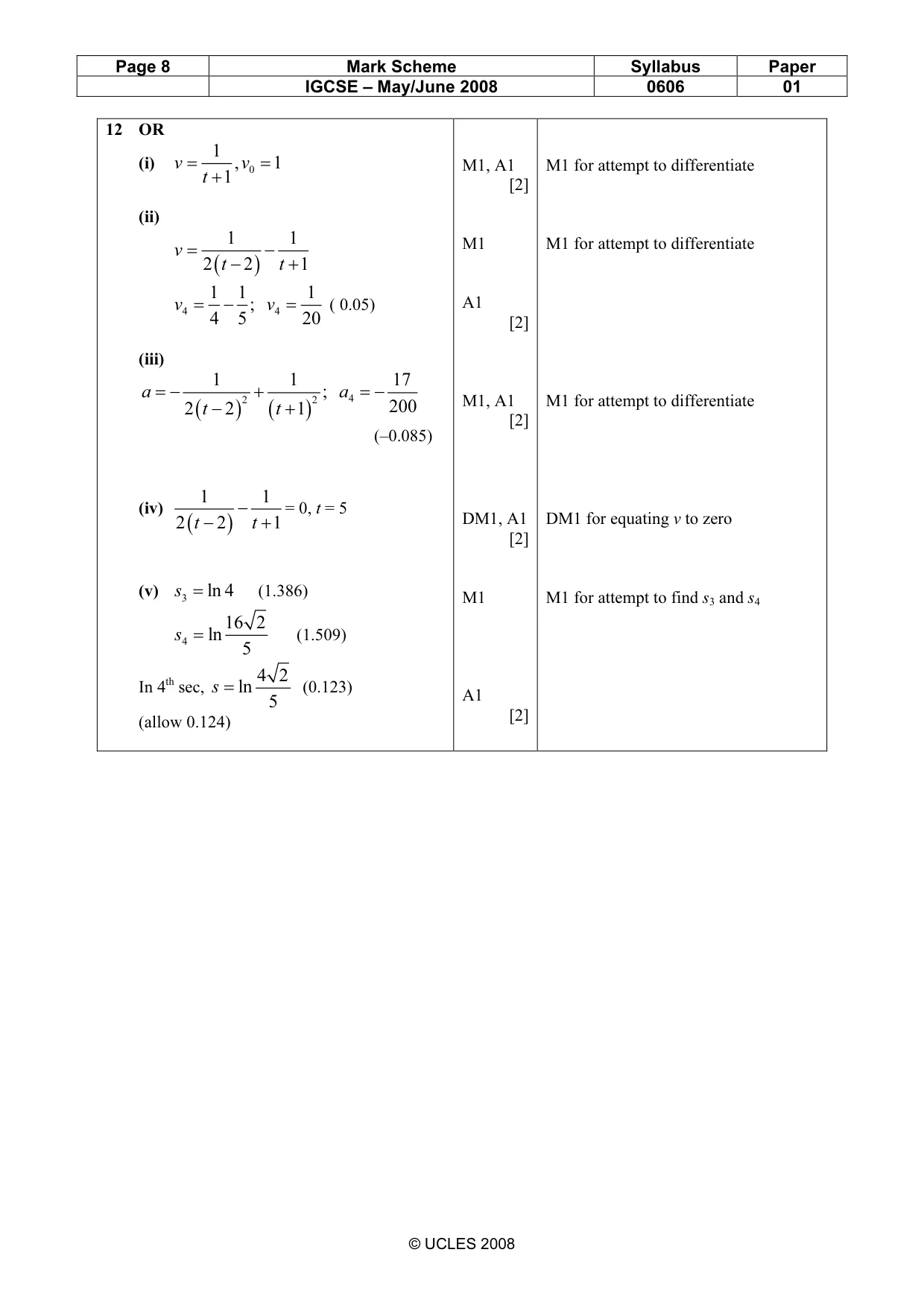 Mark scheme, page 8 of 8