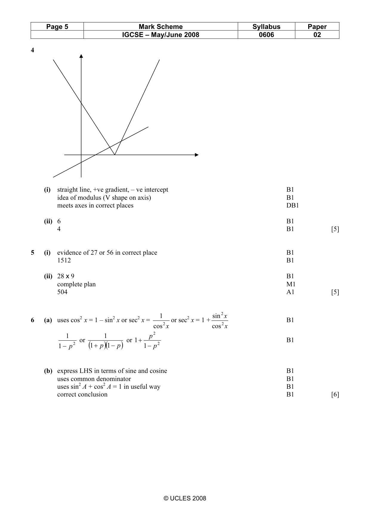 Mark scheme, page 5 of 8