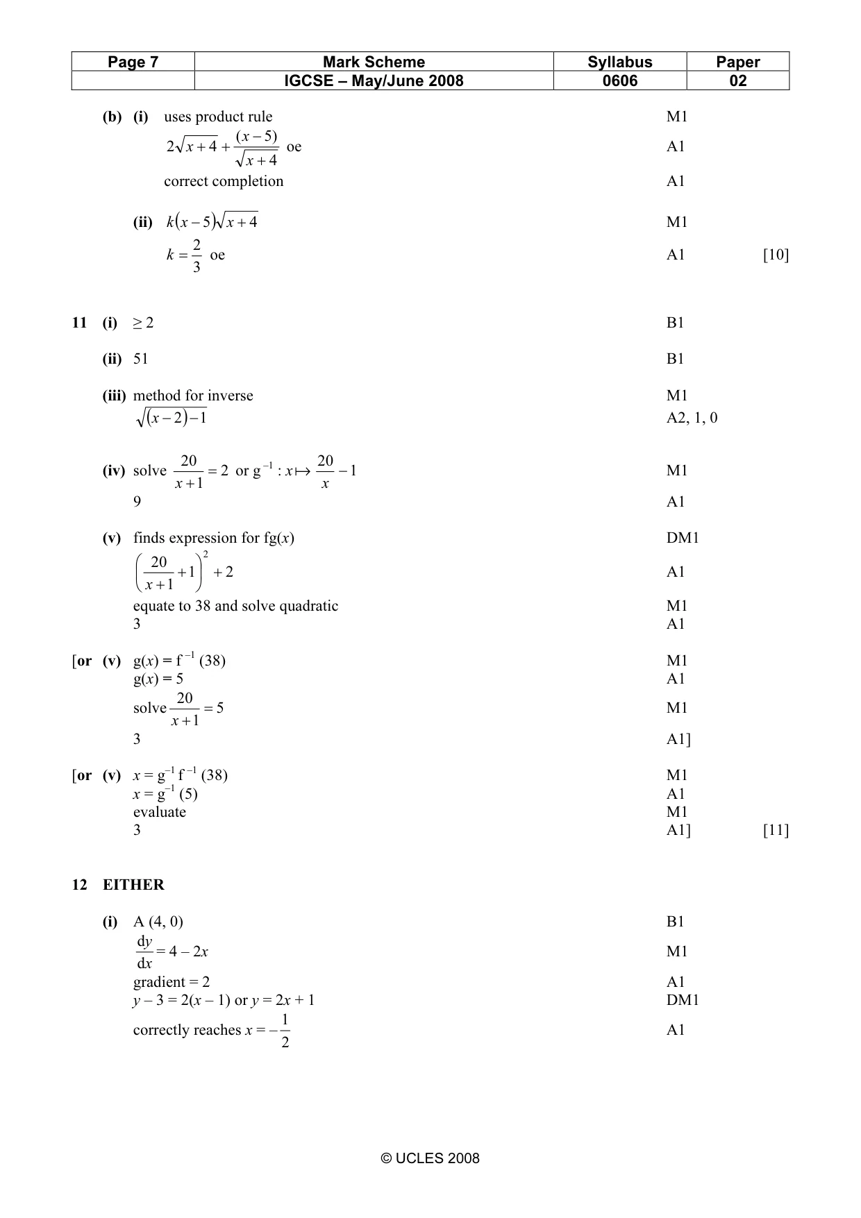 Mark scheme, page 7 of 8