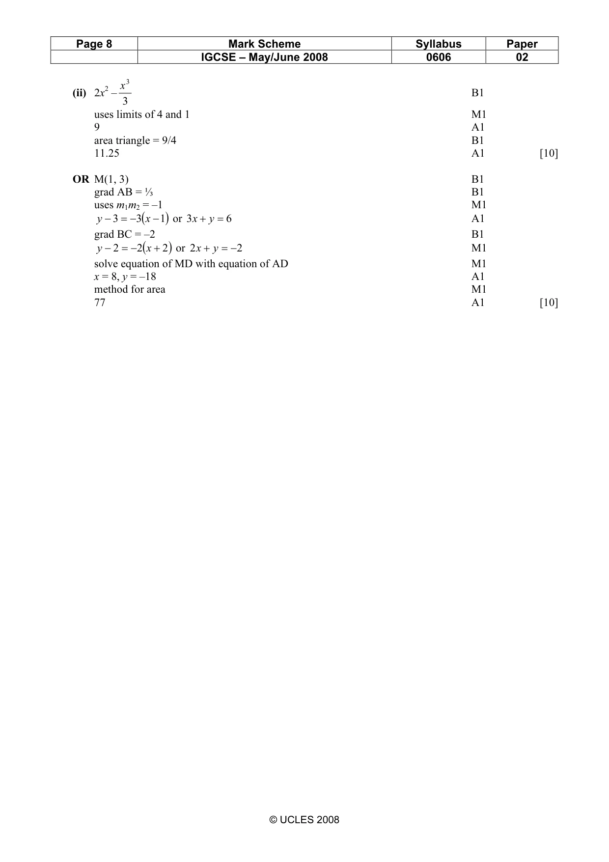 Mark scheme, page 8 of 8