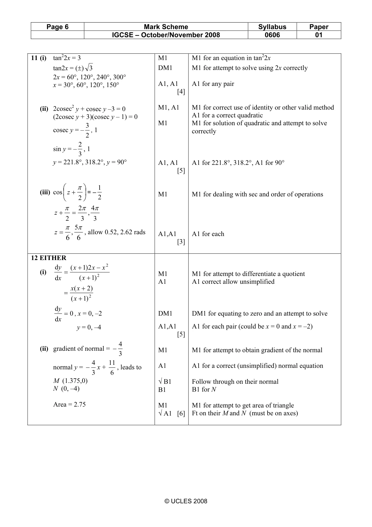 Mark scheme, page 6 of 7
