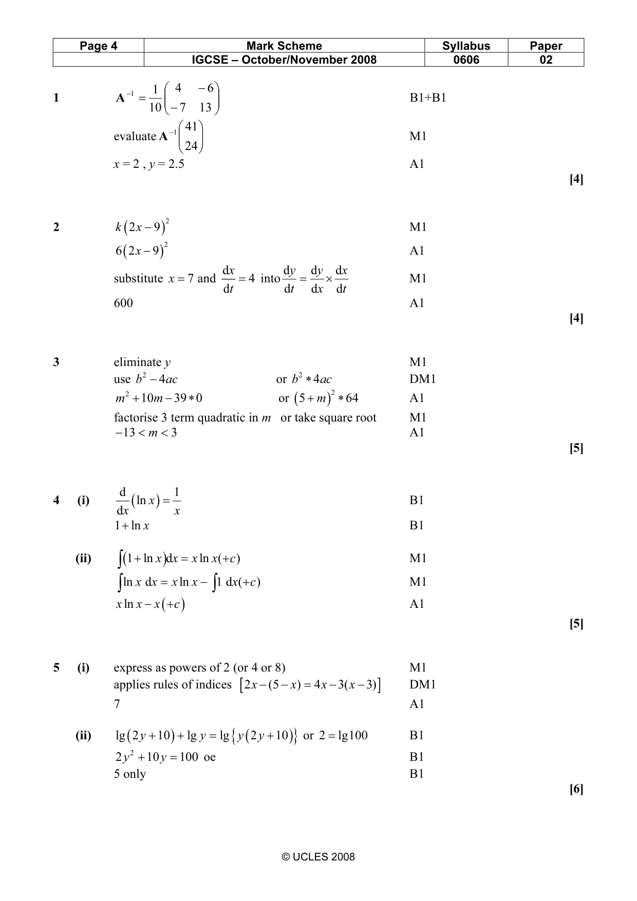 Mark scheme, page 4 of 7