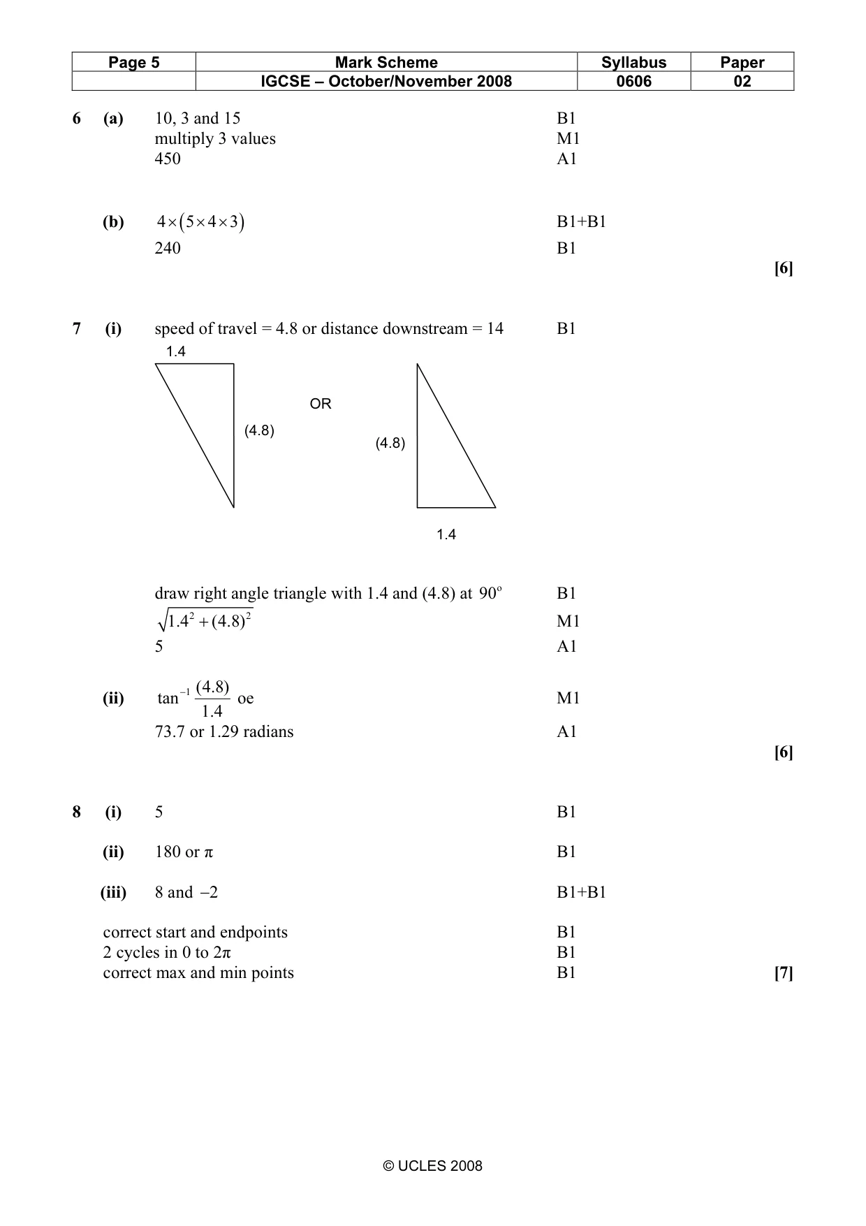 Mark scheme, page 5 of 7