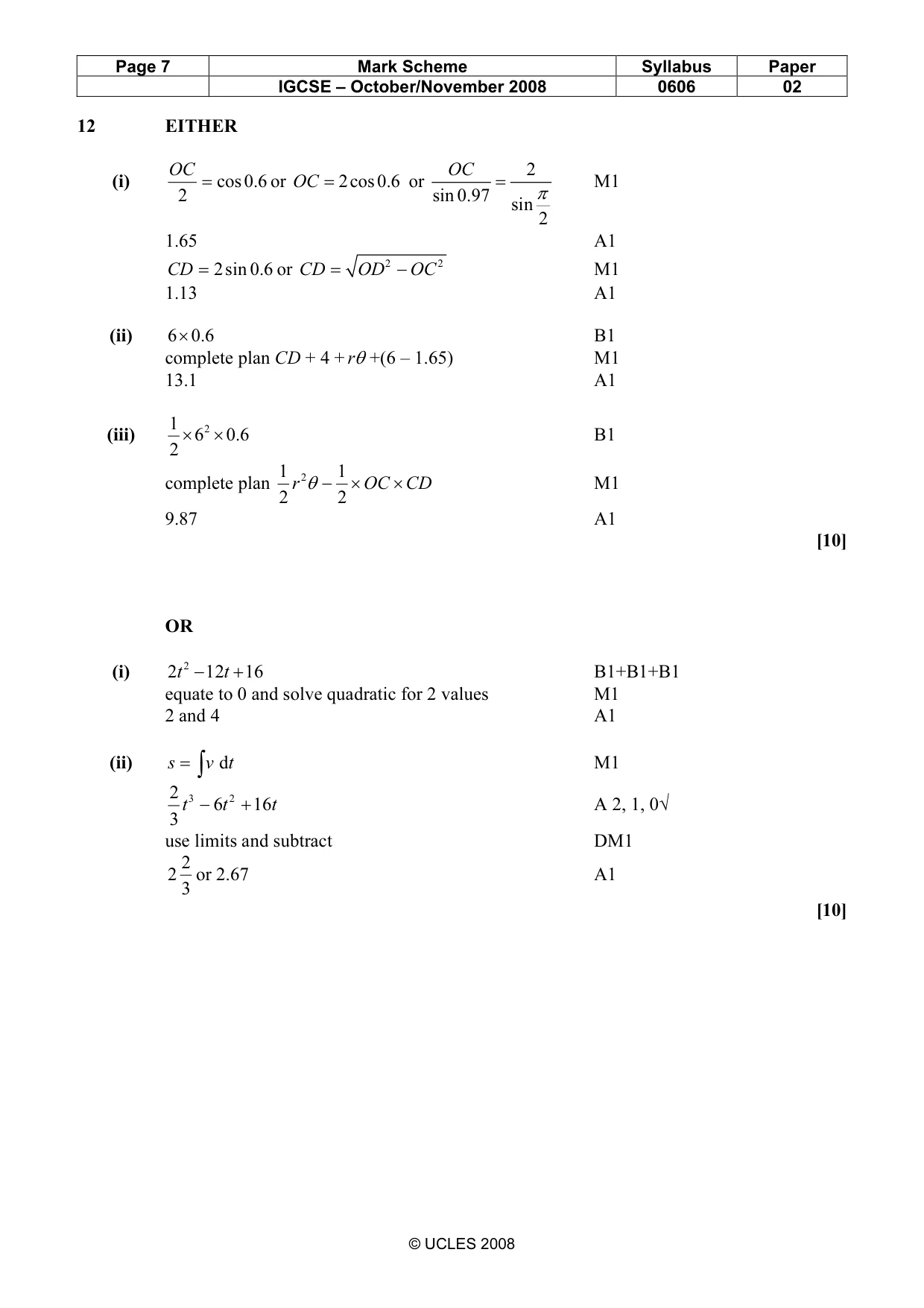 Mark scheme, page 7 of 7