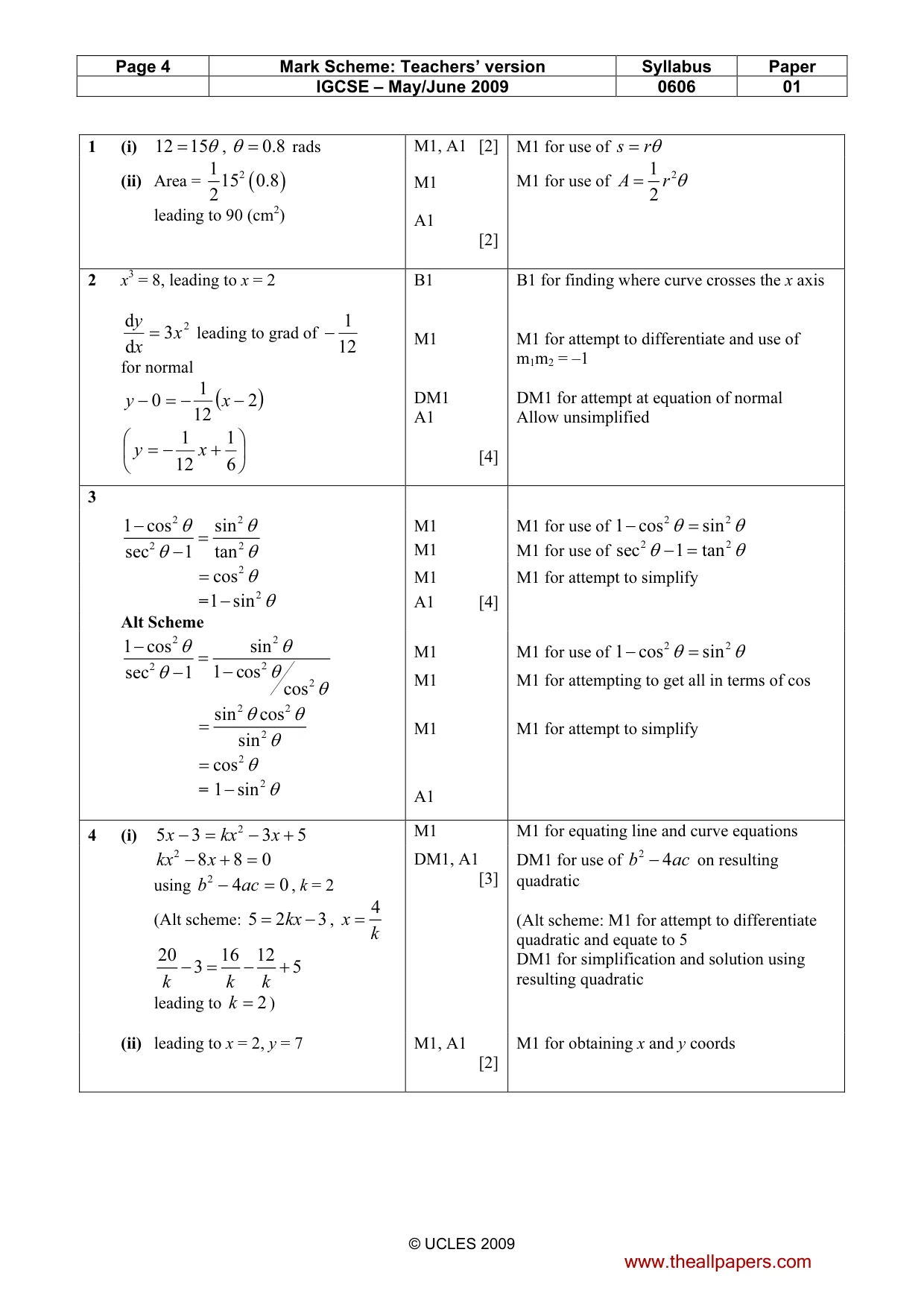Mark scheme, page 4 of 9
