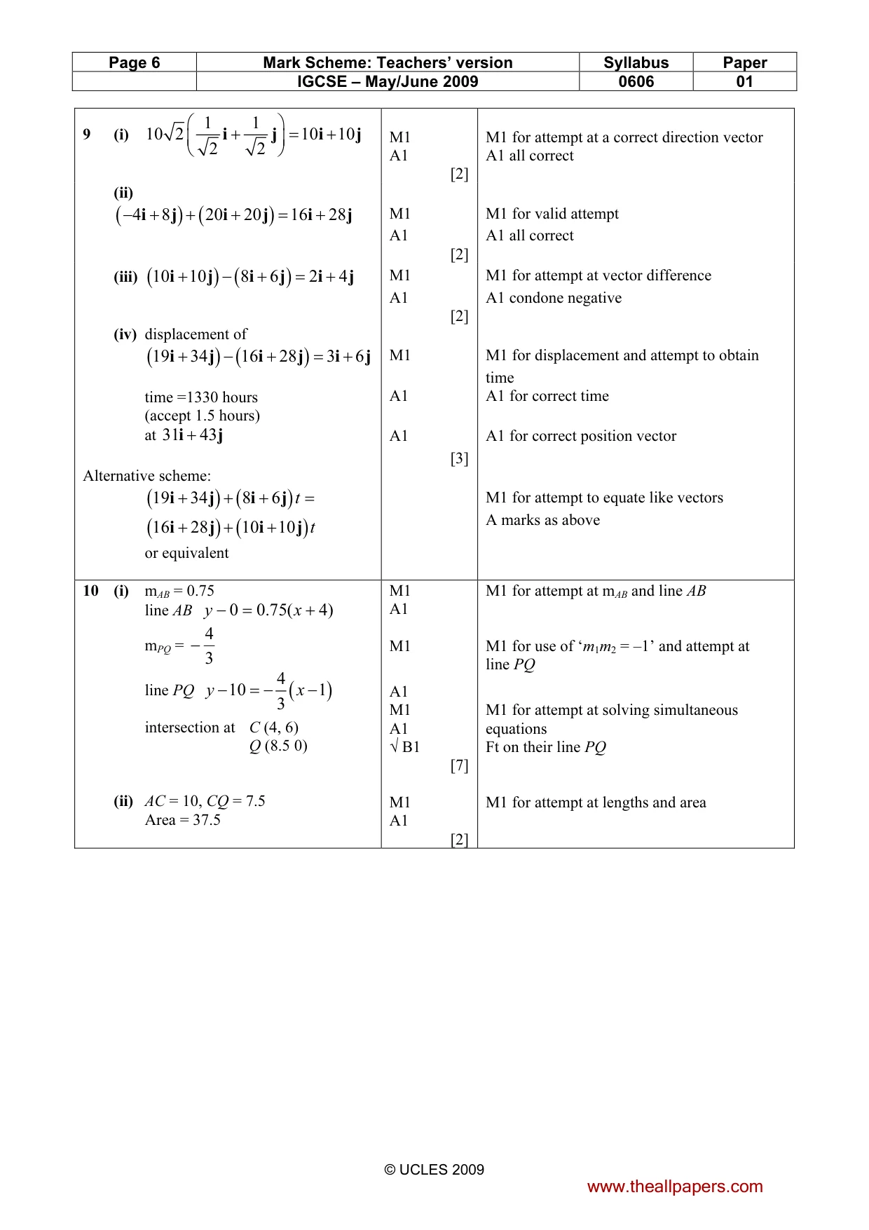 Mark scheme, page 6 of 9