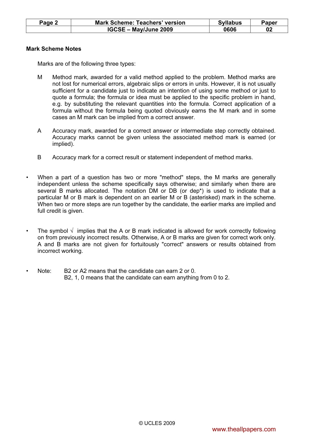 Mark scheme, page 2 of 7