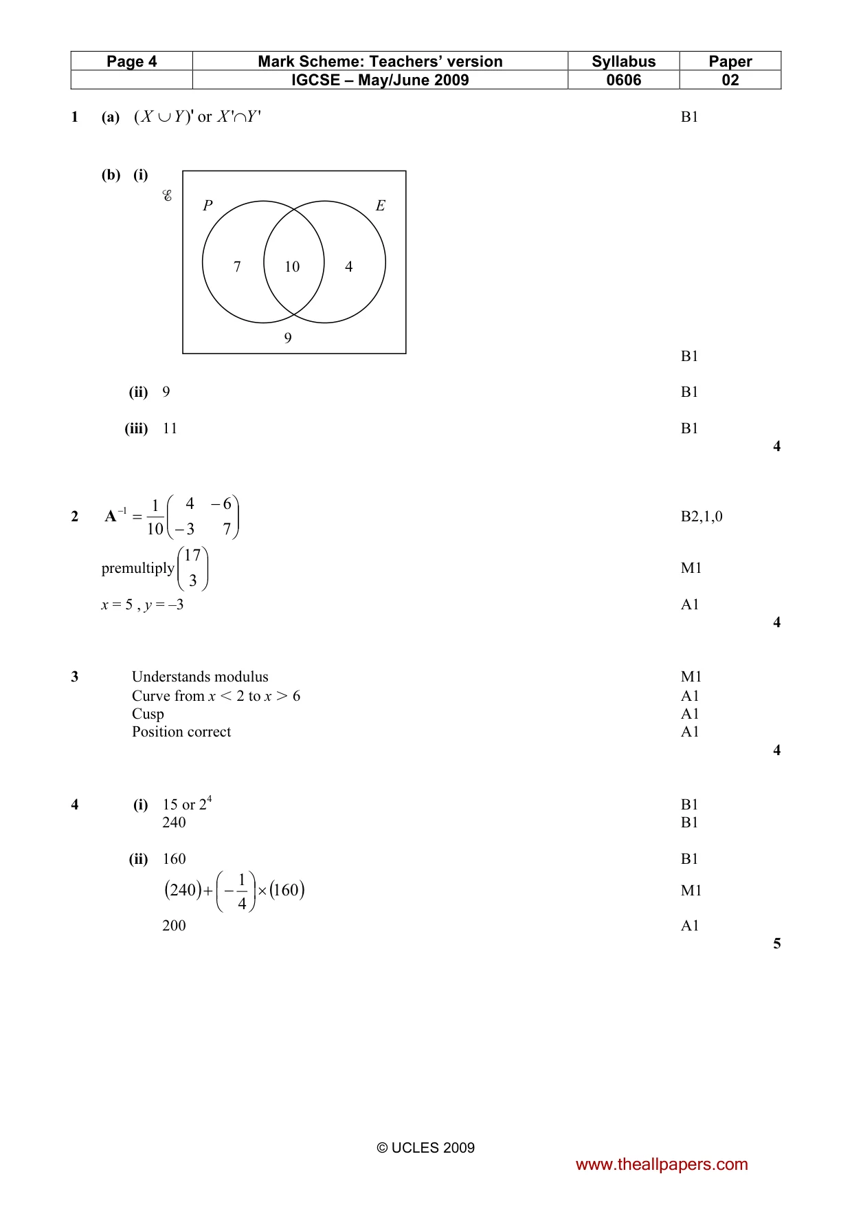 Mark scheme, page 4 of 7