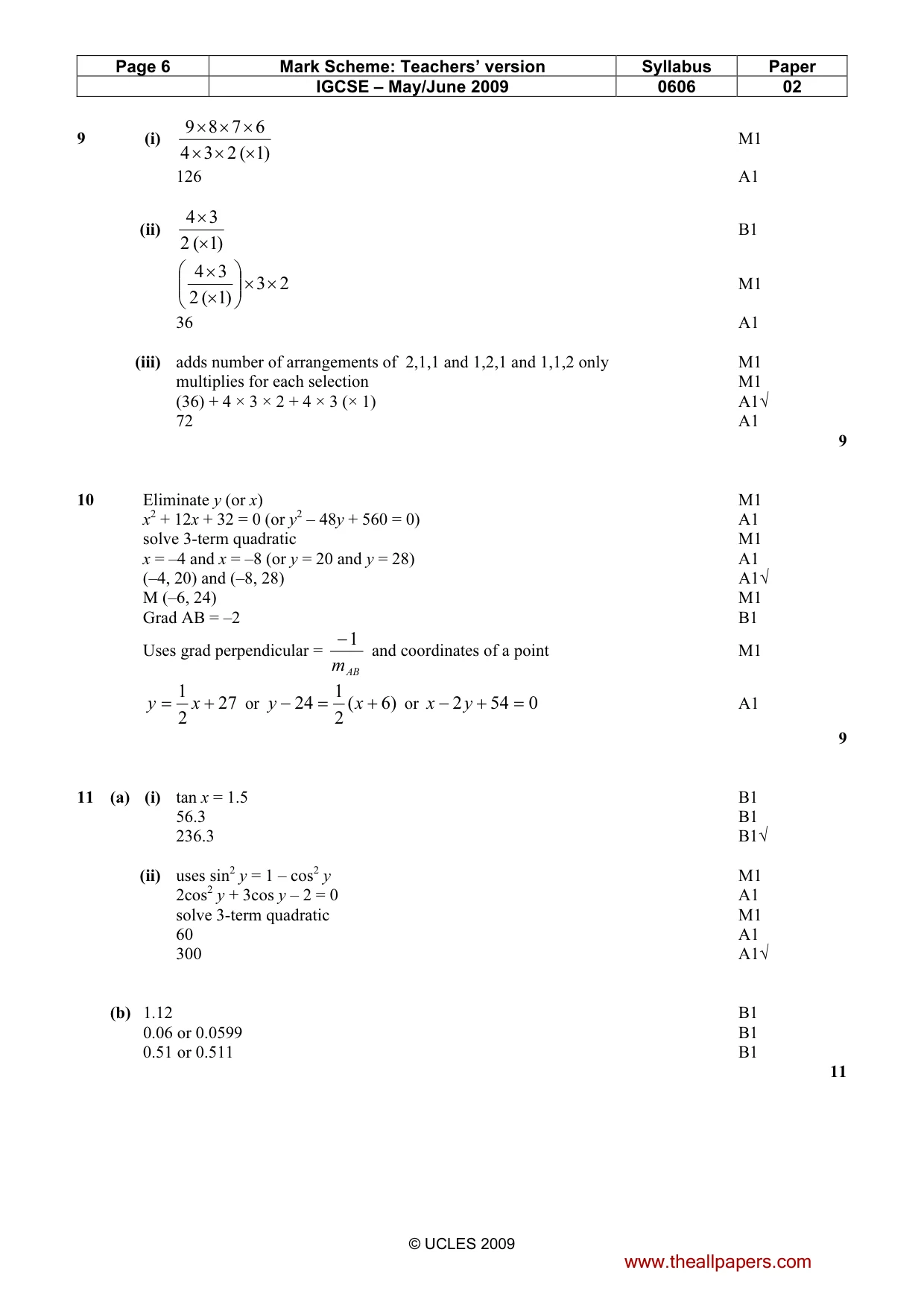 Mark scheme, page 6 of 7