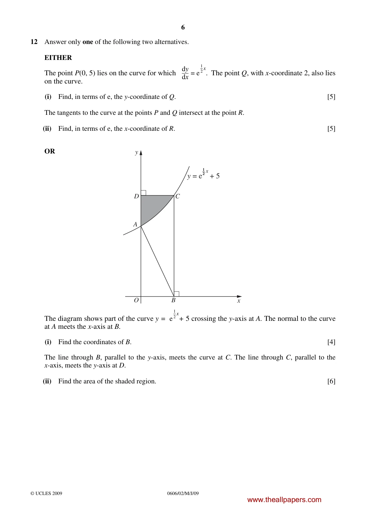Cambridge IGCSE Mathematics - Additional 0606 2009 May/June Paper 2 · Variant 1 question paper, page 6 of 8