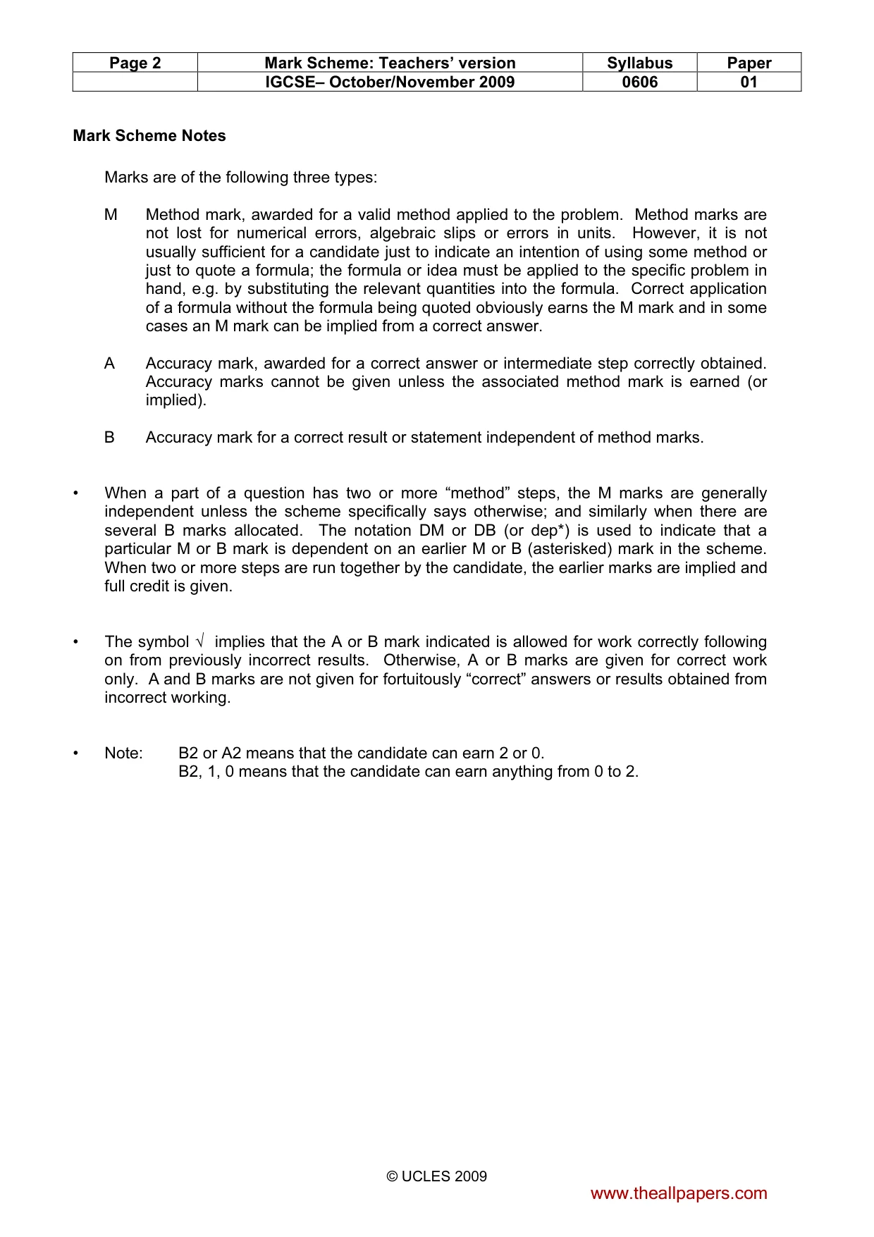 Mark scheme, page 2 of 7