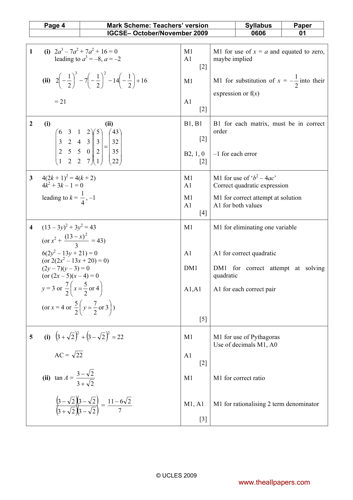 Mark scheme, page 4 of 7