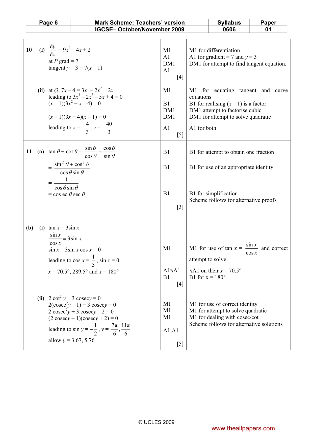 Mark scheme, page 6 of 7