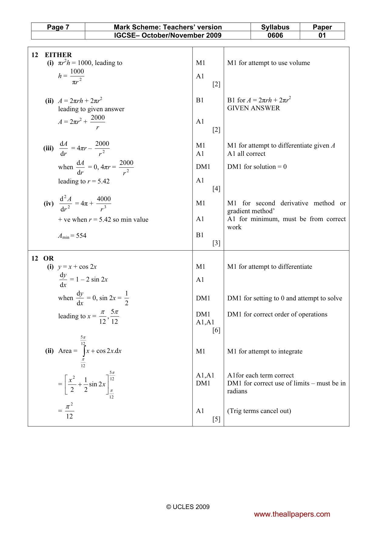 Mark scheme, page 7 of 7