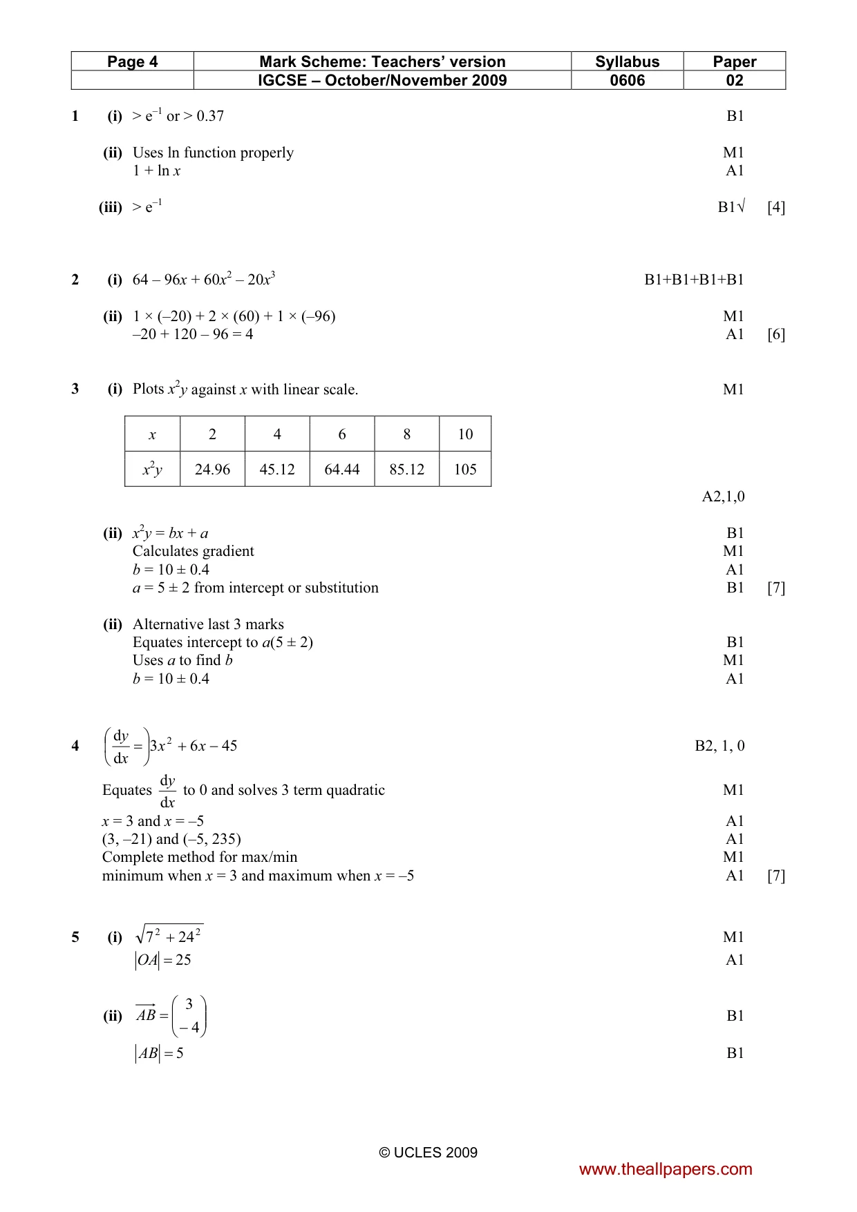 Mark scheme, page 4 of 7