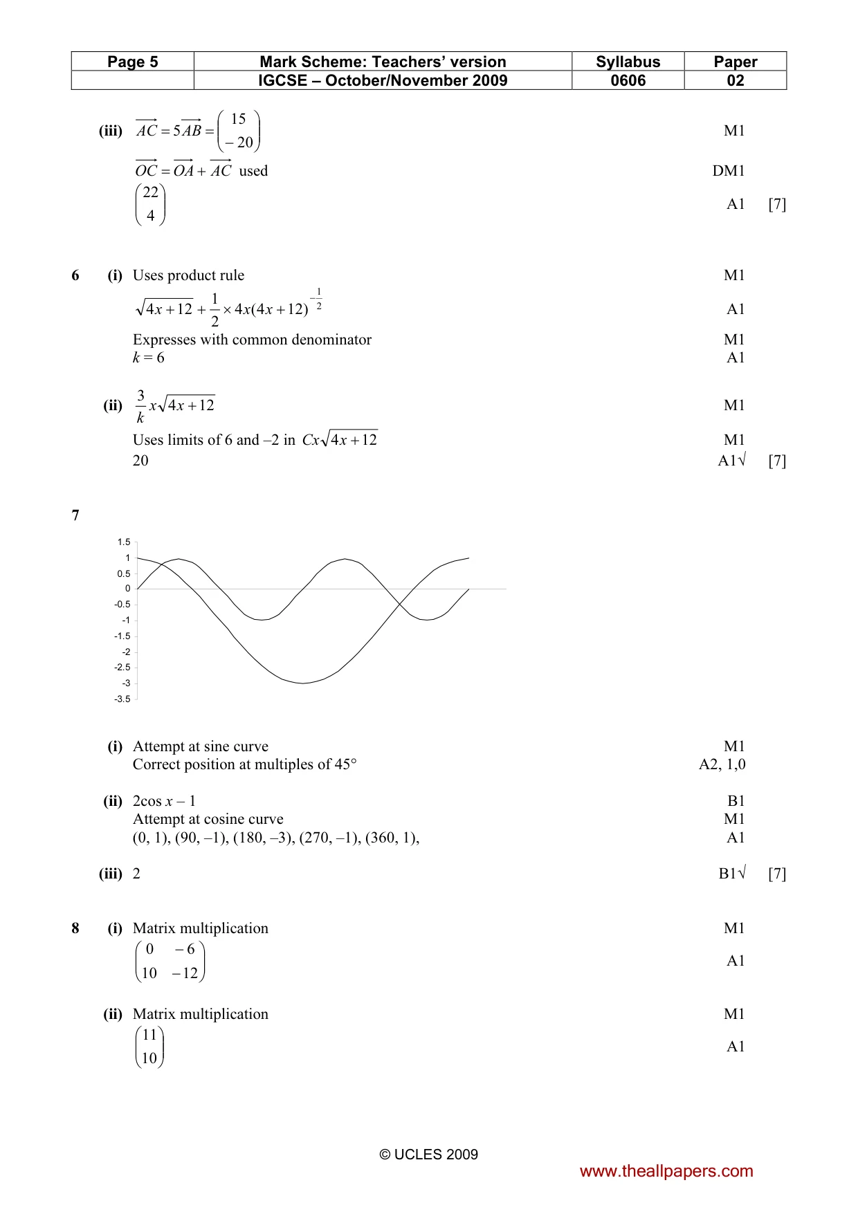Mark scheme, page 5 of 7