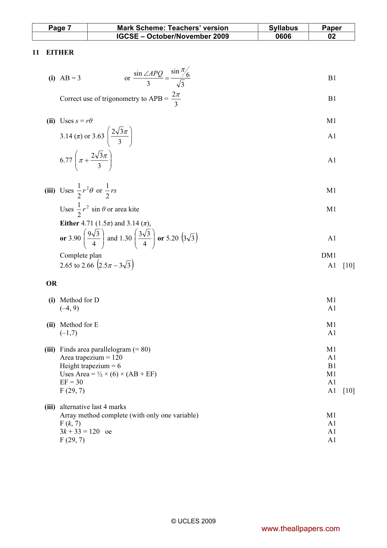 Mark scheme, page 7 of 7